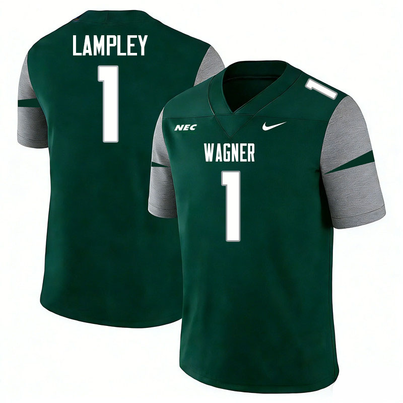 Wagner Seahawks #1 Akil Lampley College Football Jerseys,Uniforms Stitched-Green